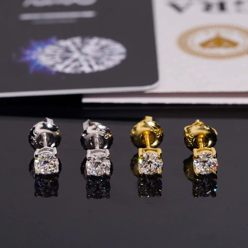 4 MM Moissanite Round Stud Earrings