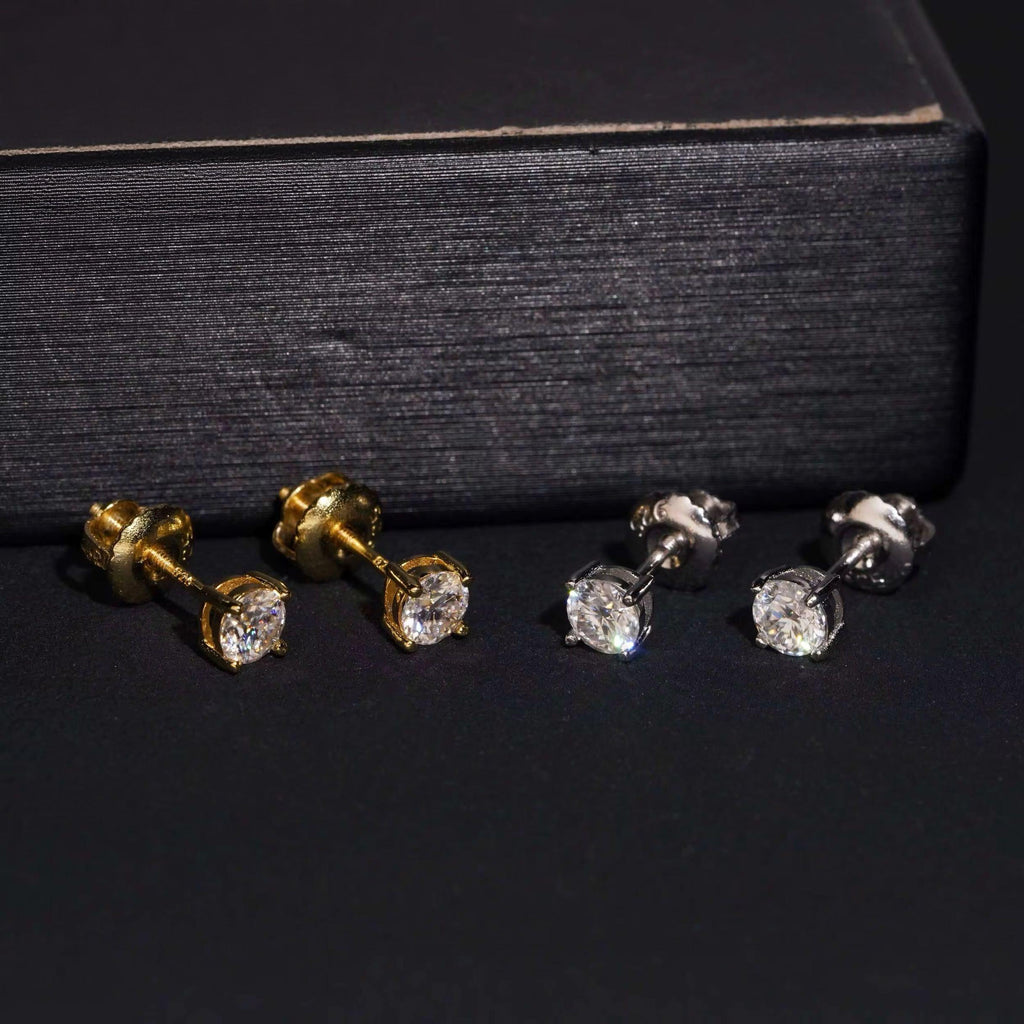 3 MM Moissanite Round Stud Earrings