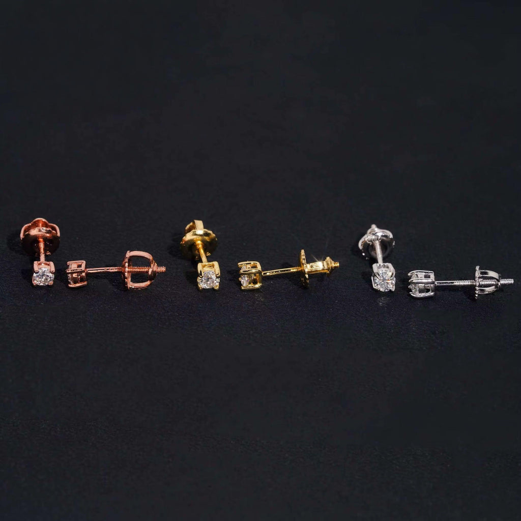 3 MM Moissanite Round Stud Earrings