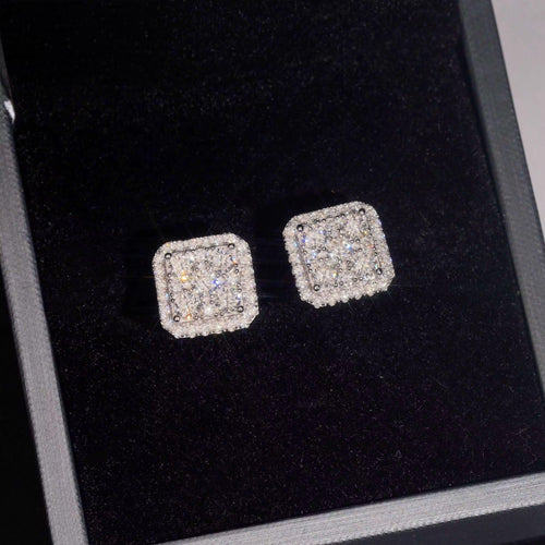 11 MM Moissanite Square Stud Earrings